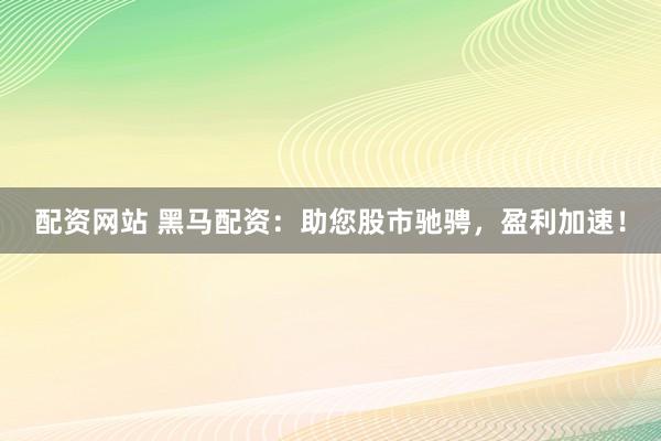 配资网站 黑马配资：助您股市驰骋，盈利加速！