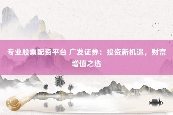 专业股票配资平台 广发证券：投资新机遇，财富增值之选