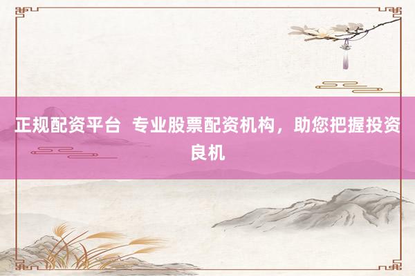 正规配资平台  专业股票配资机构，助您把握投资良机