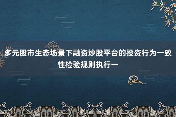 多元股市生态场景下融资炒股平台的投资行为一致性检验规则执行一