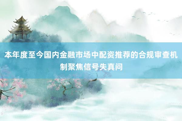 本年度至今国内金融市场中配资推荐的合规审查机制聚焦信号失真问