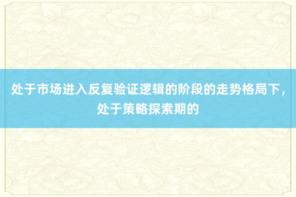 处于市场进入反复验证逻辑的阶段的走势格局下，处于策略探索期的