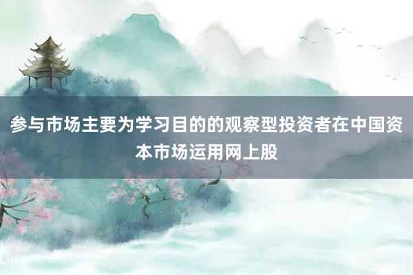 参与市场主要为学习目的的观察型投资者在中国资本市场运用网上股