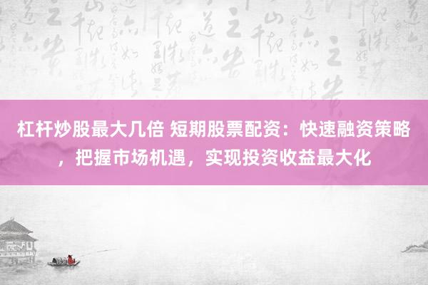 杠杆炒股最大几倍 短期股票配资：快速融资策略，把握市场机遇，实现投资收益最大化